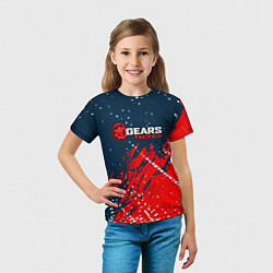 Футболка детская Gears of War - бела-красная текстура, цвет: 3D-принт — фото 2