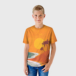 Футболка детская Закат на побережье минимализм, цвет: 3D-принт — фото 2