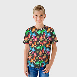 Футболка детская Разноцветные рыбы паттерн, цвет: 3D-принт — фото 2