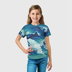 Футболка детская Несущиеся морские волны, цвет: 3D-принт — фото 2