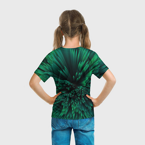 Детская футболка Объёмные острые зелёные фигуры / 3D-принт – фото 6