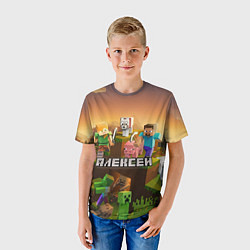 Футболка детская Алексей Minecraft, цвет: 3D-принт — фото 2