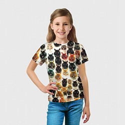 Футболка детская Паттерн-котики, цвет: 3D-принт — фото 2