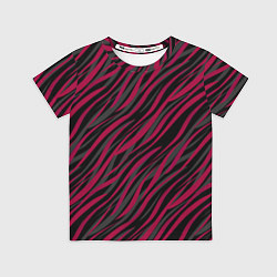 Футболка детская Модный полосатый красно- черный узор Зебра, цвет: 3D-принт