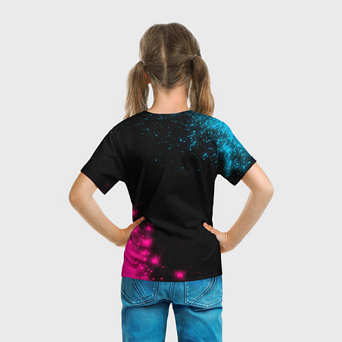 Детская футболка SsangYong - neon gradient: надпись, символ / 3D-принт – фото 6