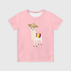Футболка детская Забавная лама в сомбреро, цвет: 3D-принт