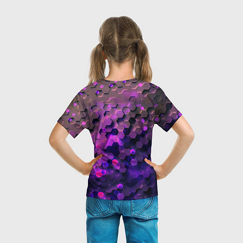 Детская футболка Плиты фиолетовый неон / 3D-принт – фото 6