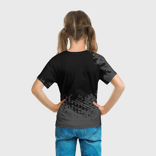 Детская футболка Lifan speed на темном фоне со следами шин: символ / 3D-принт – фото 6