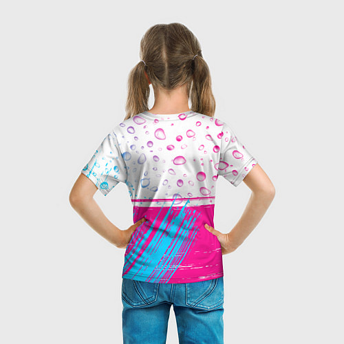 Детская футболка Peugeot neon gradient style: символ сверху / 3D-принт – фото 6