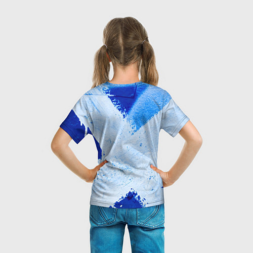 Детская футболка Белый крест на синем фоне / 3D-принт – фото 6