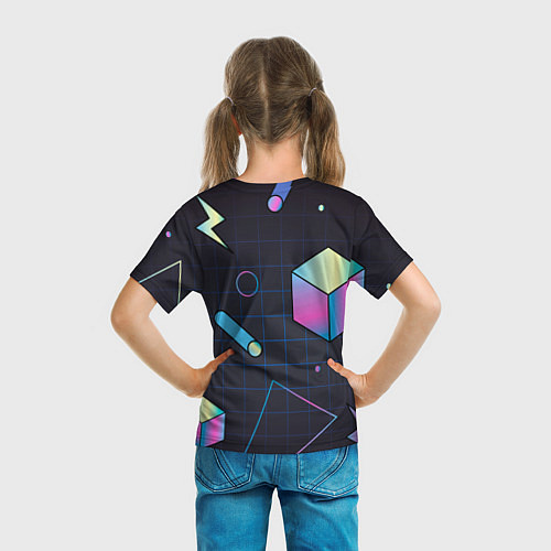 Детская футболка Геометрические фигуры на темном фоне / 3D-принт – фото 6