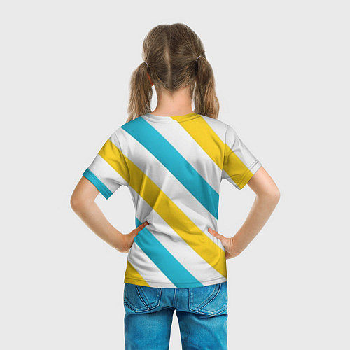 Детская футболка Желтые и синие полосы / 3D-принт – фото 6