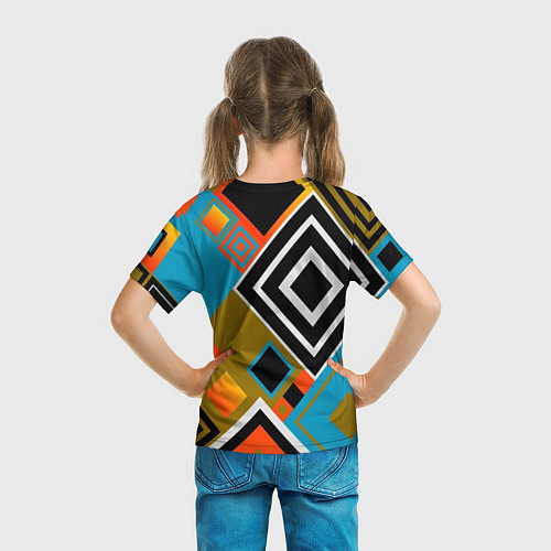 Детская футболка Фон из разноцветных квадратов / 3D-принт – фото 6