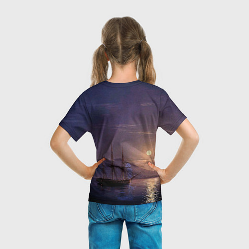 Детская футболка Парусник у берегов Крыма в лунную ночь Айвазовский / 3D-принт – фото 6