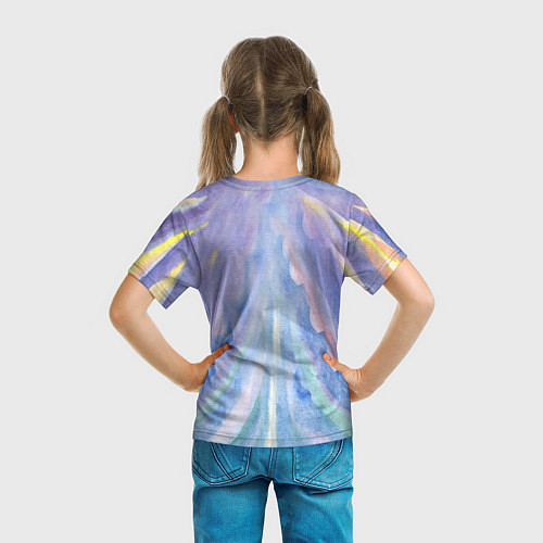 Детская футболка Акварельная абстракция перья Жар-птицы / 3D-принт – фото 6