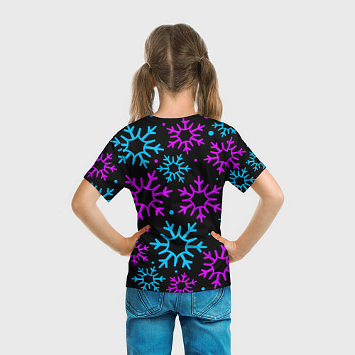 Детская футболка Неоновые снежинки / 3D-принт – фото 6