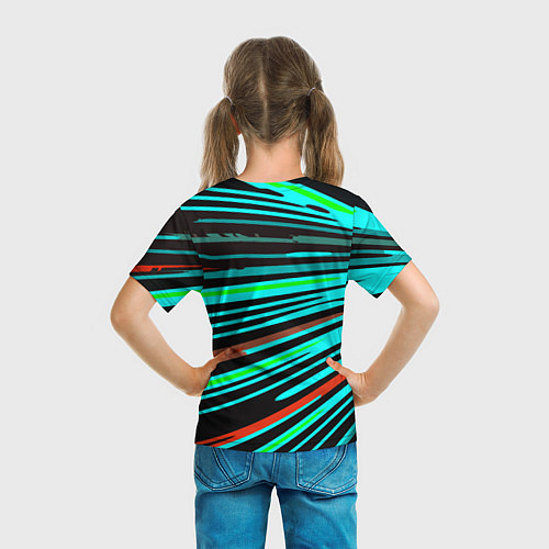 Детская футболка Расходящиеся неоновые лучи / 3D-принт – фото 6