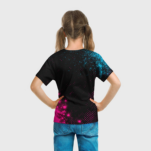 Детская футболка PSG - neon gradient: надпись, символ / 3D-принт – фото 6