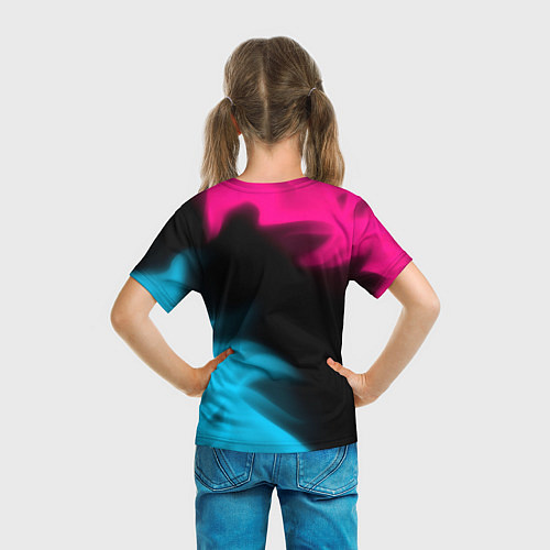 Детская футболка Dark Souls - neon gradient: надпись, символ / 3D-принт – фото 6