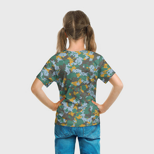 Детская футболка Цифровой камуфляж - зелено-голубой / 3D-принт – фото 6