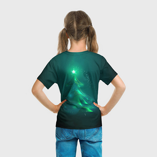 Детская футболка Новогодняя неоновая кибер-елочка / 3D-принт – фото 6