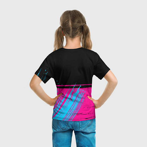 Детская футболка Mercedes - neon gradient: символ сверху / 3D-принт – фото 6