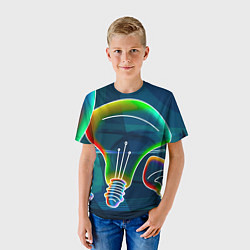 Футболка детская Неоновые лампы - коллаж, цвет: 3D-принт — фото 2