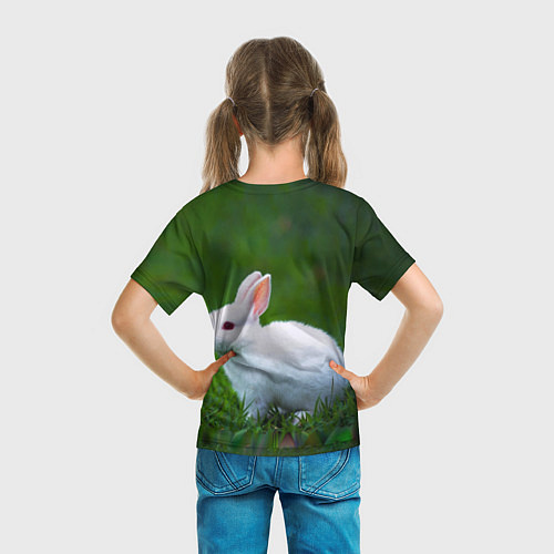 Детская футболка Кролик на фоне травы / 3D-принт – фото 6