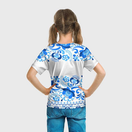 Детская футболка РОССИЯ голубой узор / 3D-принт – фото 6