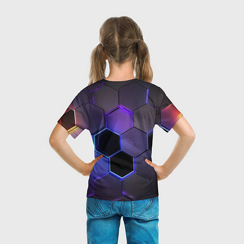 Детская футболка Стеклянные цветные соты - текстура / 3D-принт – фото 6