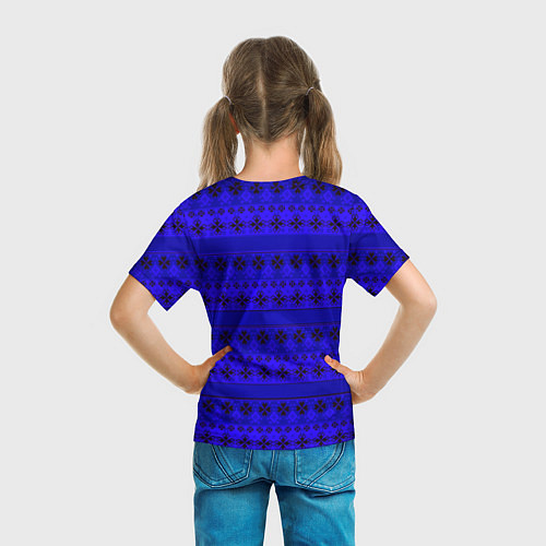 Детская футболка Скандинавский орнамент Синий кобальт / 3D-принт – фото 6