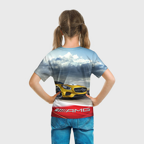 Детская футболка Mercedes AMG V8 Biturbo на трассе / 3D-принт – фото 6