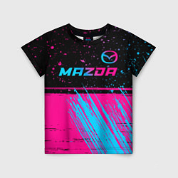 Футболка детская Mazda - neon gradient: символ сверху, цвет: 3D-принт