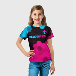 Футболка детская Resident Evil - neon gradient: символ сверху, цвет: 3D-принт — фото 2