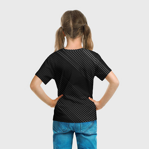 Детская футболка Berserk glitch на темном фоне: символ сверху / 3D-принт – фото 6
