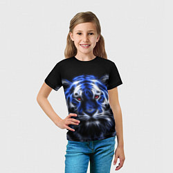 Футболка детская Синий неоновый тигр, цвет: 3D-принт — фото 2