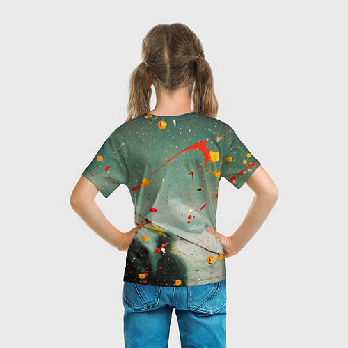 Детская футболка Светло-зелёный фон и разные краски / 3D-принт – фото 6