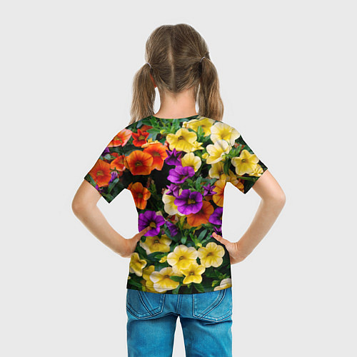 Детская футболка Разноцветная петуния / 3D-принт – фото 6