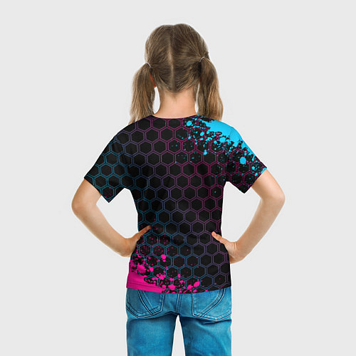 Детская футболка PUBG - neon gradient: надпись, символ / 3D-принт – фото 6