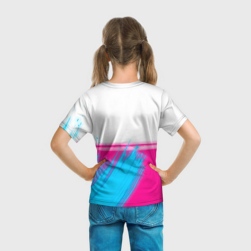 Детская футболка Porsche neon gradient style: символ сверху / 3D-принт – фото 6