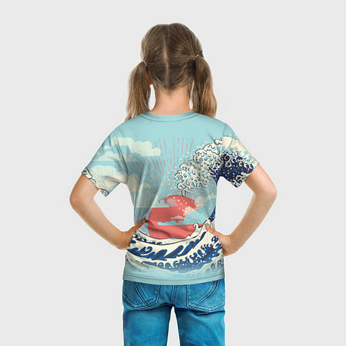 Детская футболка Морской пейзаж с большими волнами на закате / 3D-принт – фото 6