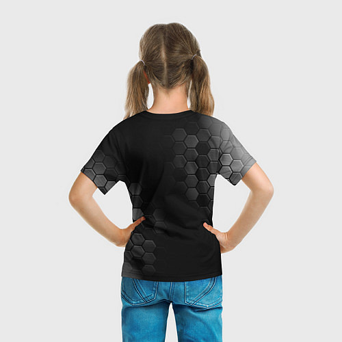 Детская футболка God of War glitch на темном фоне: надпись, символ / 3D-принт – фото 6
