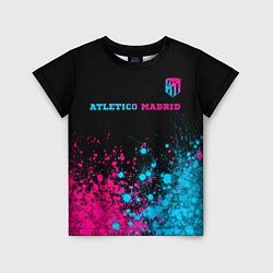 Футболка детская Atletico Madrid - neon gradient: символ сверху, цвет: 3D-принт