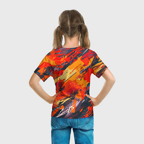 Детская футболка Оранжевые кляксы / 3D-принт – фото 6