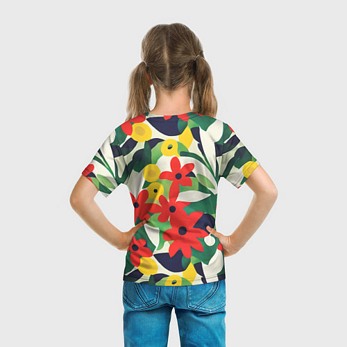 Детская футболка Цветочный яркий паттерн / 3D-принт – фото 6