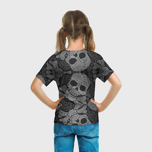 Детская футболка Абстрактные черепа пейсли / 3D-принт – фото 6