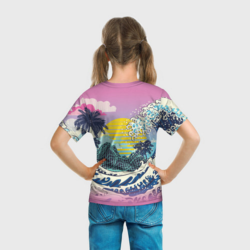 Детская футболка Штормовые океанские волны и пальмы / 3D-принт – фото 6