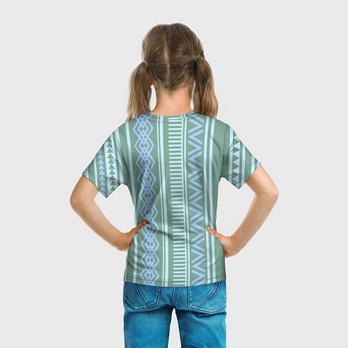 Детская футболка Зелёные и синие абстрактные узоры / 3D-принт – фото 6