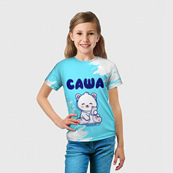 Футболка детская Саша белый мишка, цвет: 3D-принт — фото 2