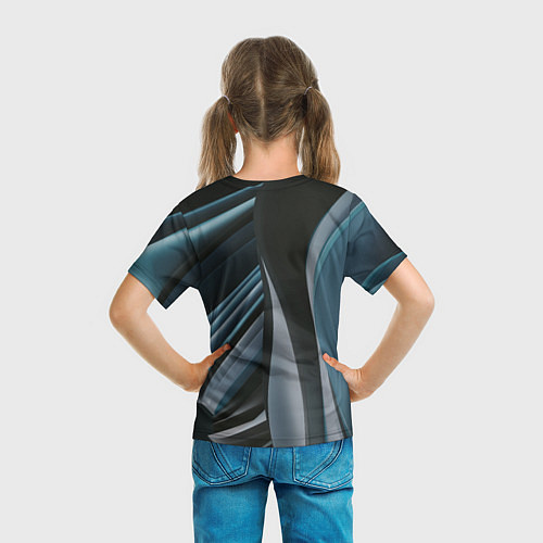 Детская футболка Волнообразные синие пластины во тьме / 3D-принт – фото 6